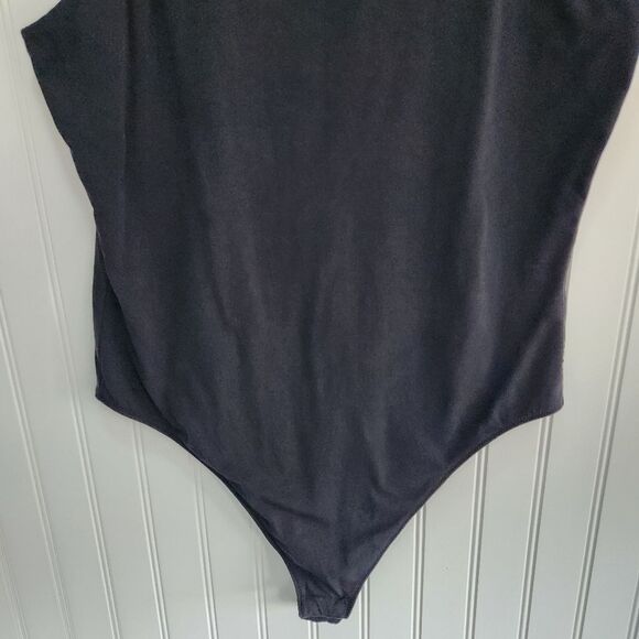 EVERLANE Black Essential High Neck Supima Cotton Blend Tank Bodysuit Large - Picture 3 of 6